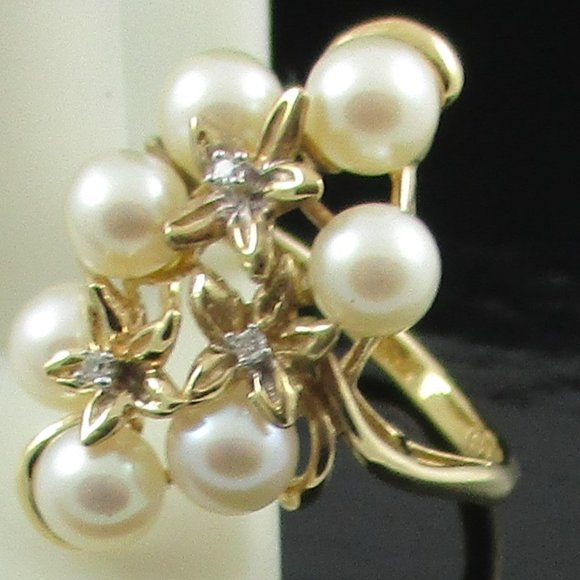 14K YELLOW GOLD CULTURED FRESHWATER PEARL RING - Picture 3 of 6